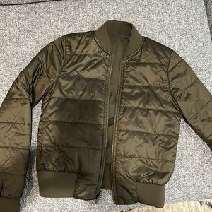 Lulu Lemon reversible bomber jacket in army green